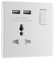 13A Universal Switched Socket with Dual USB