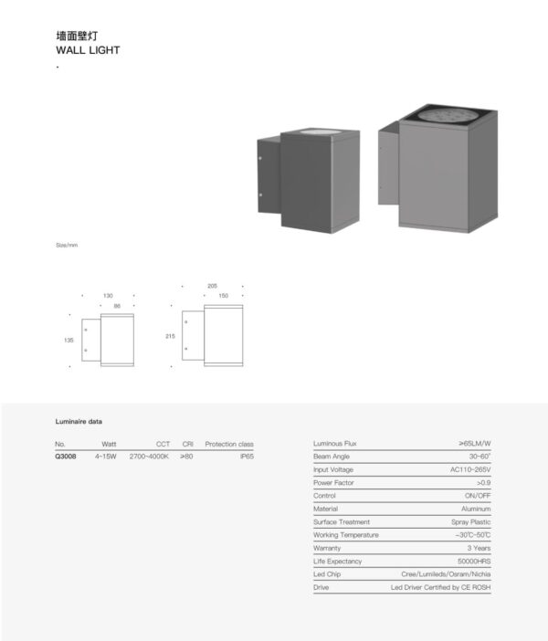 Recta Wall Light SPQ3008